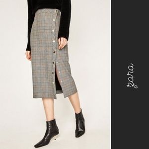 Zara glen plaid midi skirt
